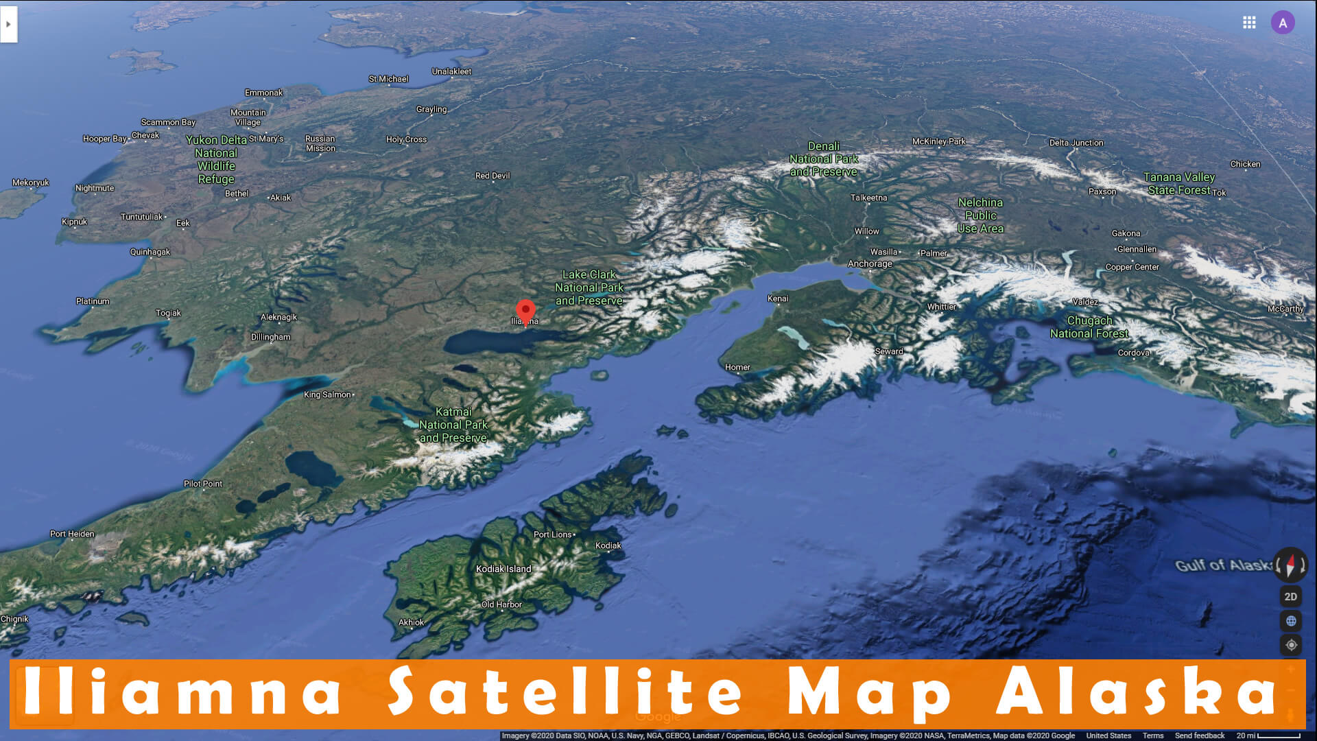 Iliamna Satellite Map Alaska